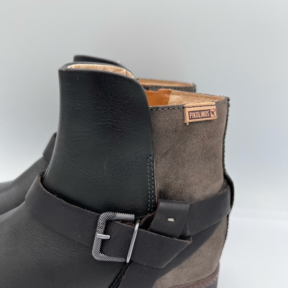 Pikolinos Ordinos Ankle boot with Leather accent strap & buckle, sz 35 black tan - Picture 2 of 10